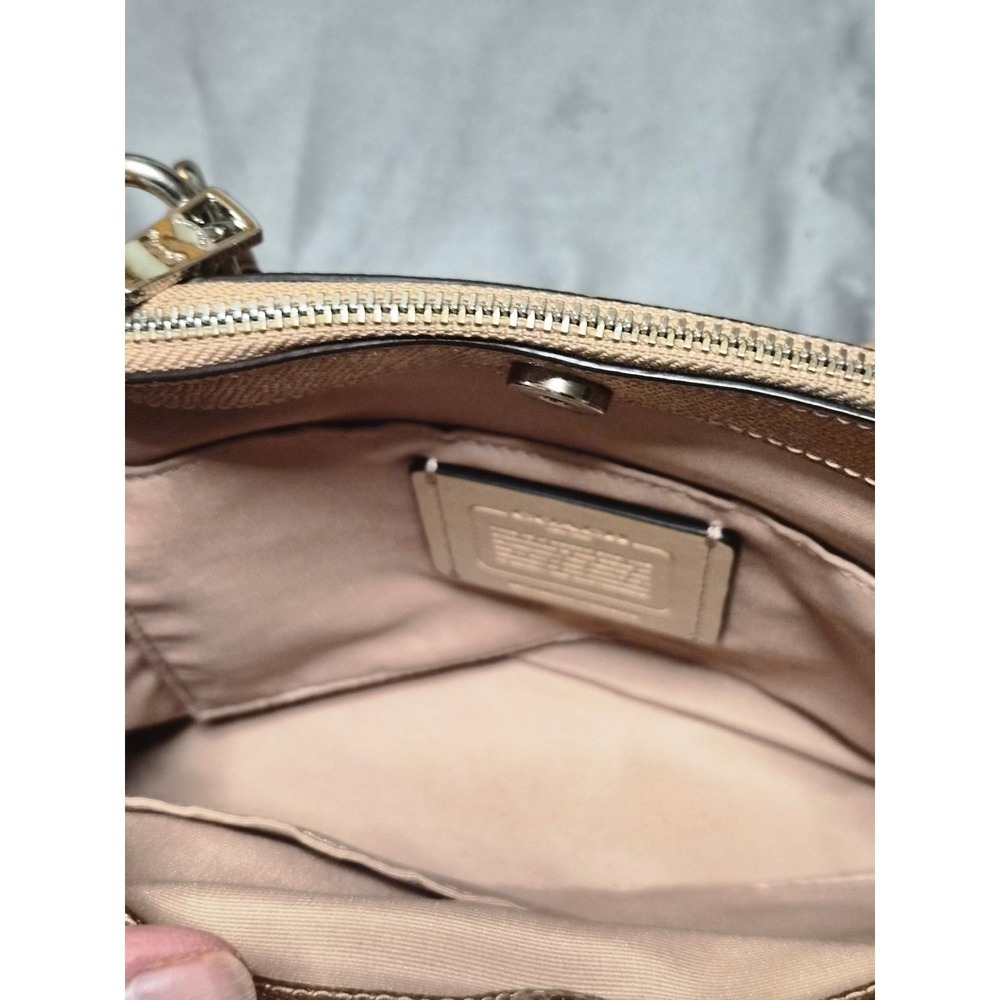 Coach Metallic Champagne Gold Crossgrain Leather Satchel Crossbody Bag - Picture 9 of 12